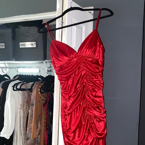 Red Ruched Dress - Picture 2 of 2